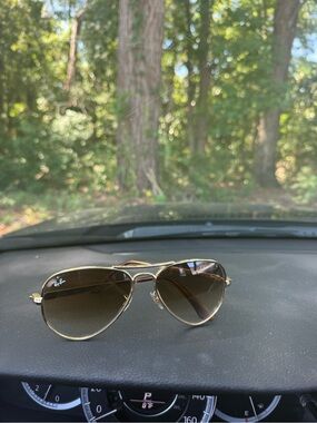 Ray-Ban Gold Aviator Sunglasses with Brown Lenses